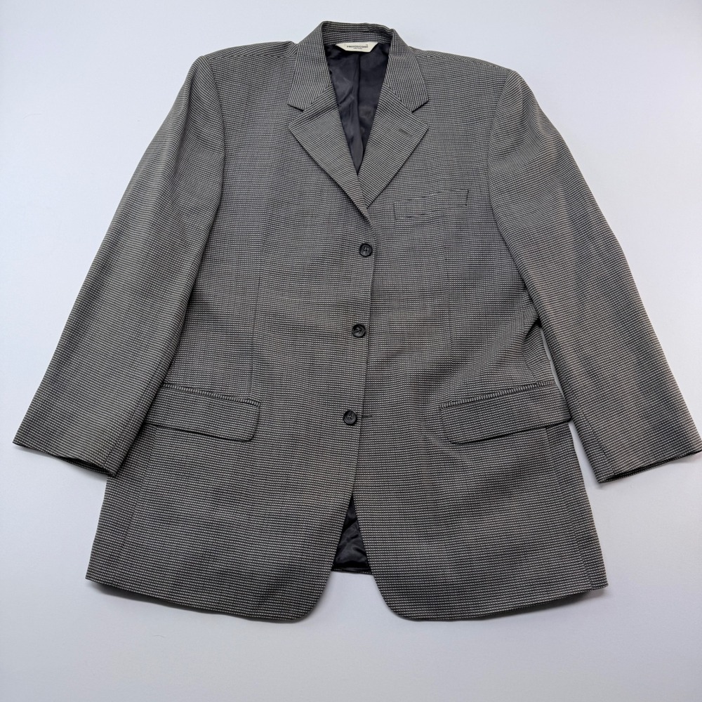 Pronto Uomo 44R Blazer Mens Gray Worsted Wool 3 Button Sport Coat Made in Italy